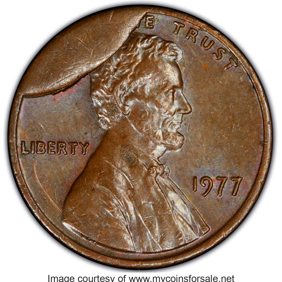 1977 1C Lincoln Cent -- Obverse Cud Die Break -- MS62 Brown PCGS - Main Front