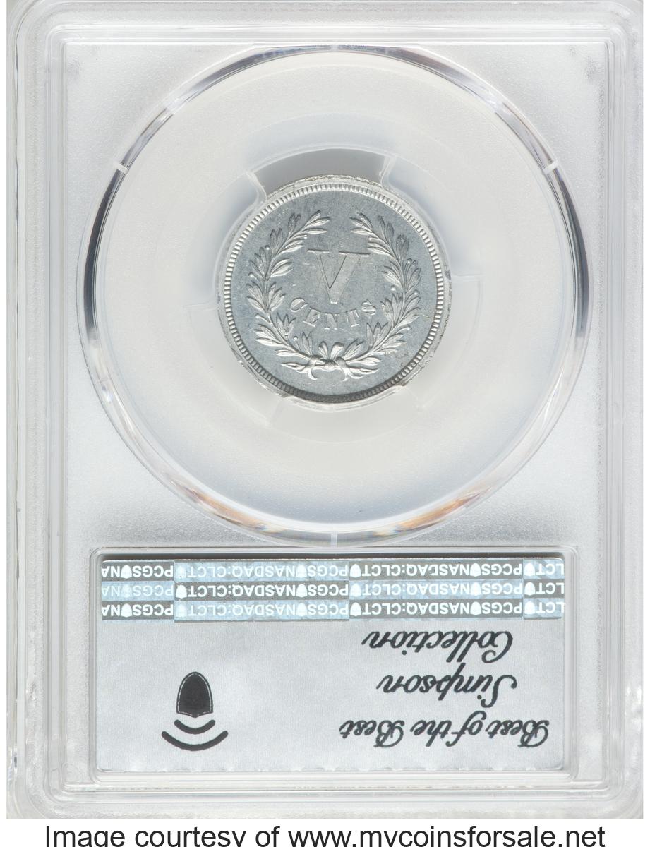 1871 5C Five Cents, Judd-1052, Pollock-1186, Low R.7, PR63 PCGS. CAC - Back