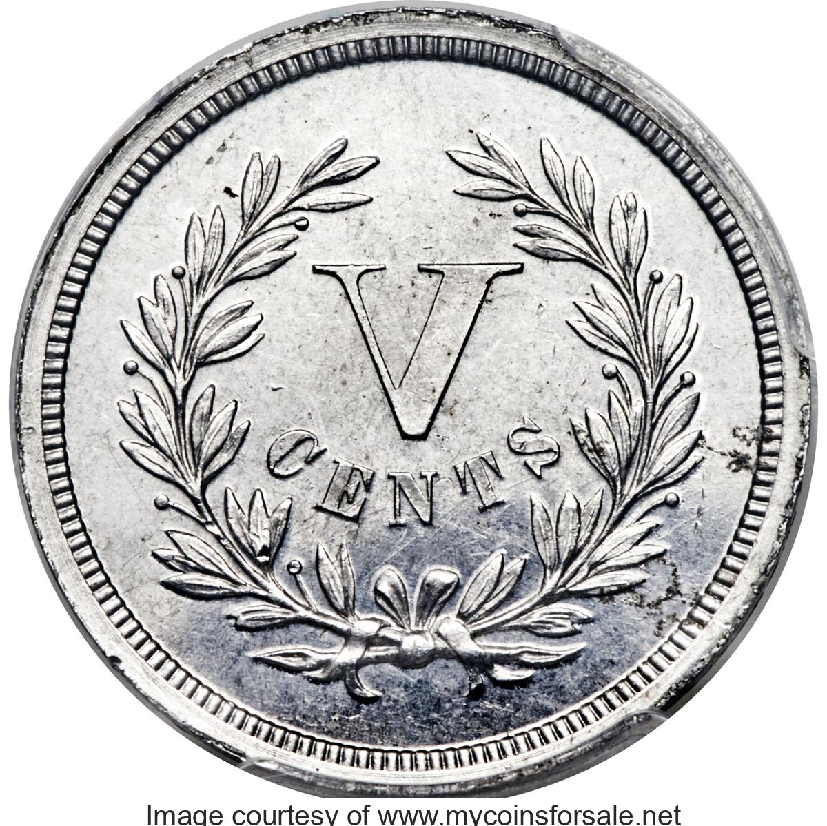 1871 5C Five Cents, Judd-1052, Pollock-1186, Low R.7, PR63 PCGS. CAC - Main Back