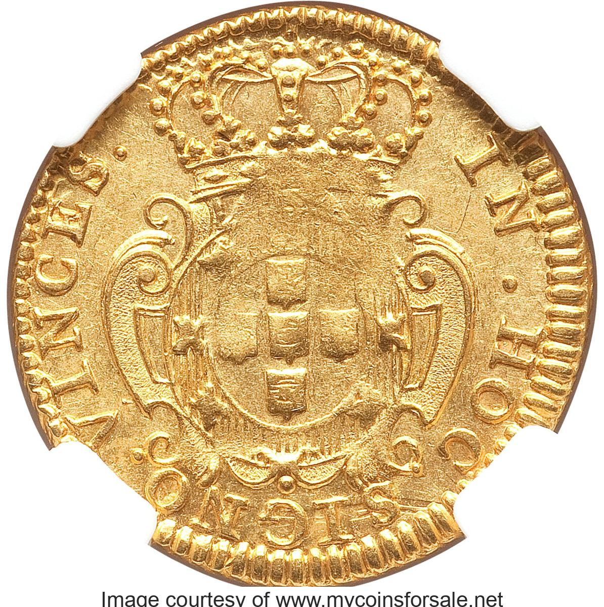 1722 Portugal: João V gold Escudo 1722-L. - Main Back