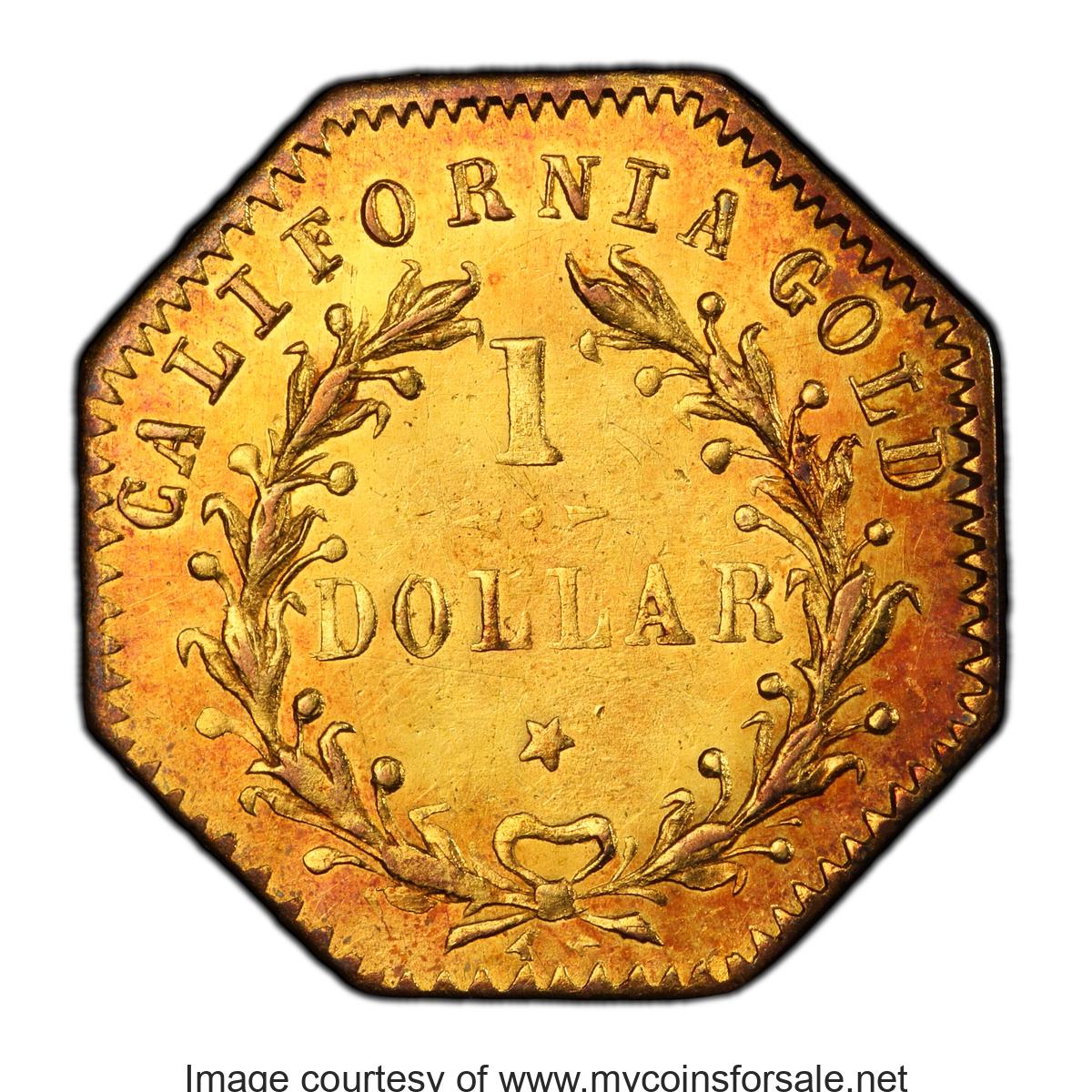 1875 $1 Indian Octagonal 1 Dollar, BG-1127, R.4, MS63 PCGS. PCGS Population: (16/13 and 0/0+). NGC Census: (3/0 and 0/0+) - Main Back