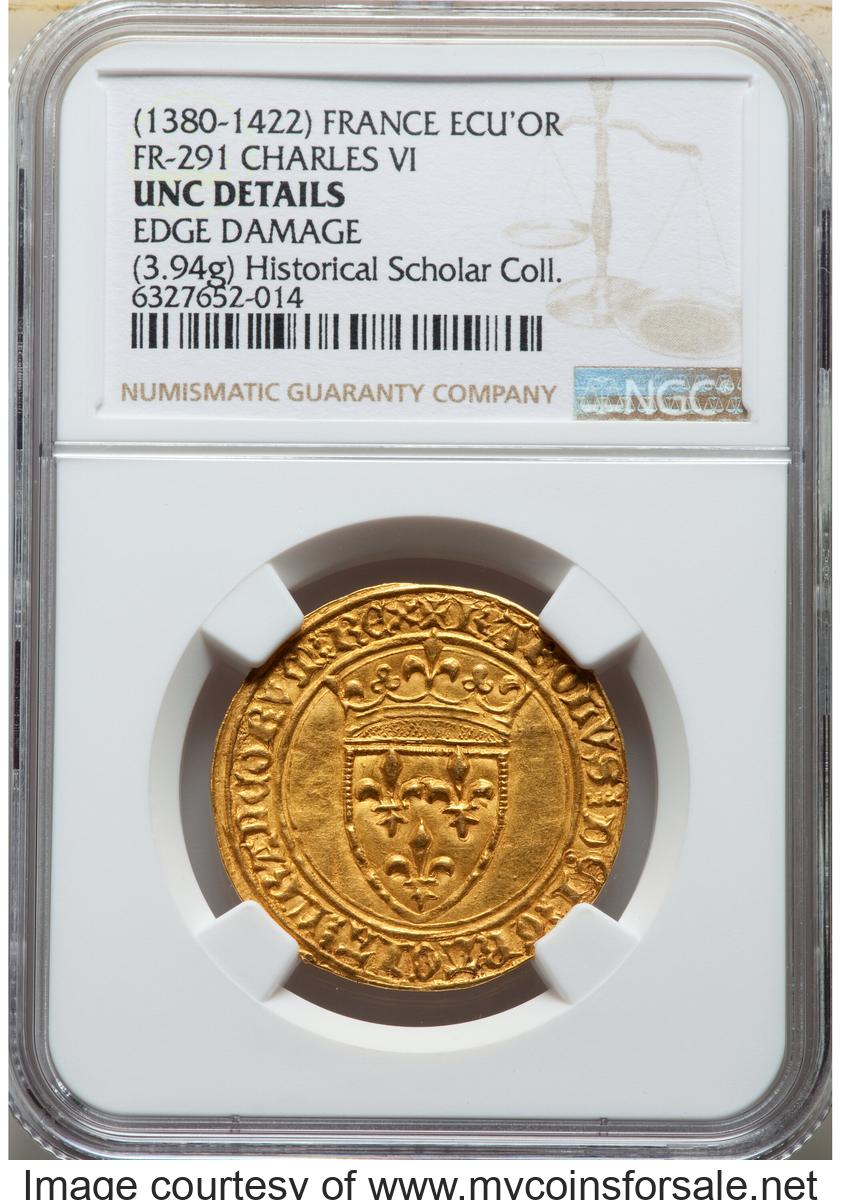 France: Charles VI (1380-1422) gold Ecu d'Or à la couronne ND (from 1394).