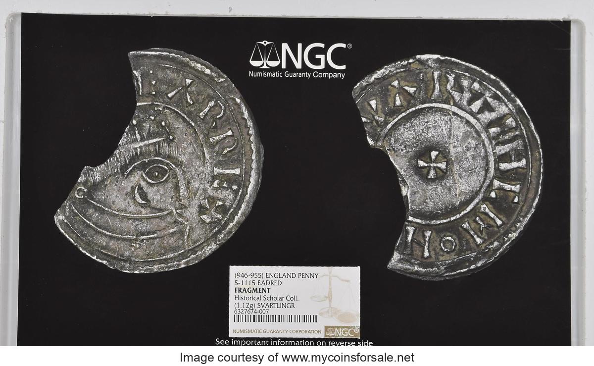 Great Britain: Kings of All England. Eadred Penny ND (946-955) Fragment NGC (photo-certificate)