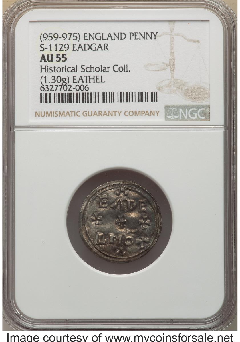Great Britain: Kings of All England. Eadgar (959-975) Penny ND (959-972) AU55 NGC