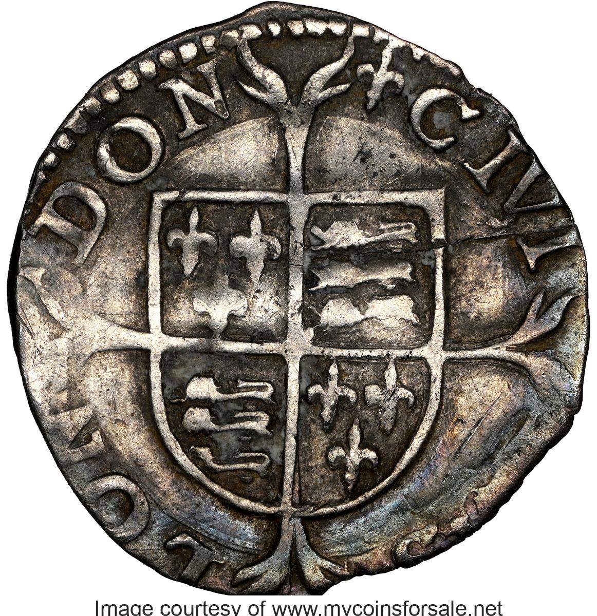 Great Britain: Philip II of Spain & Mary (1554-1558) Penny ND (1553-1554) XF Details (Bent) NGC - Main Back