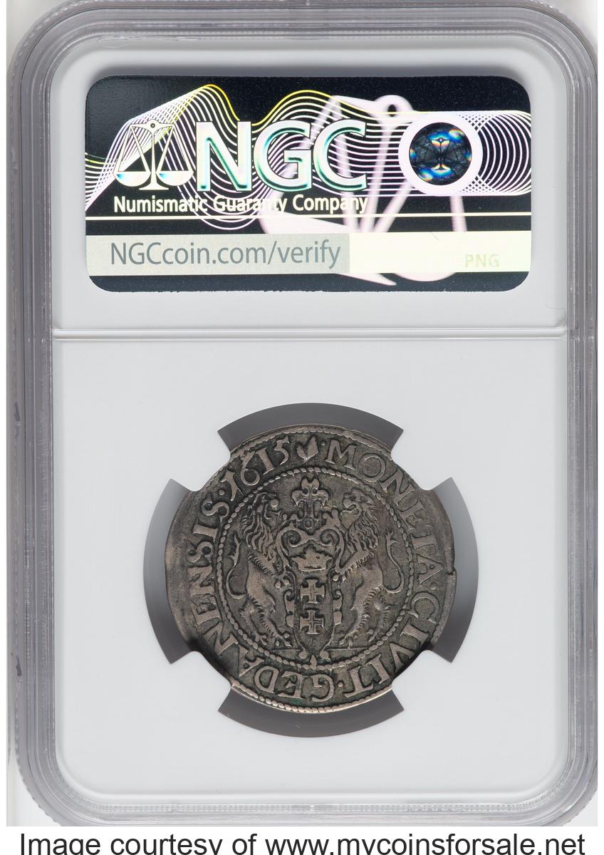 1615 Poland: Danzig. Sigismund III Ort (1/4 Taler) 1615 XF Details (Rim Repair) NGC - Back