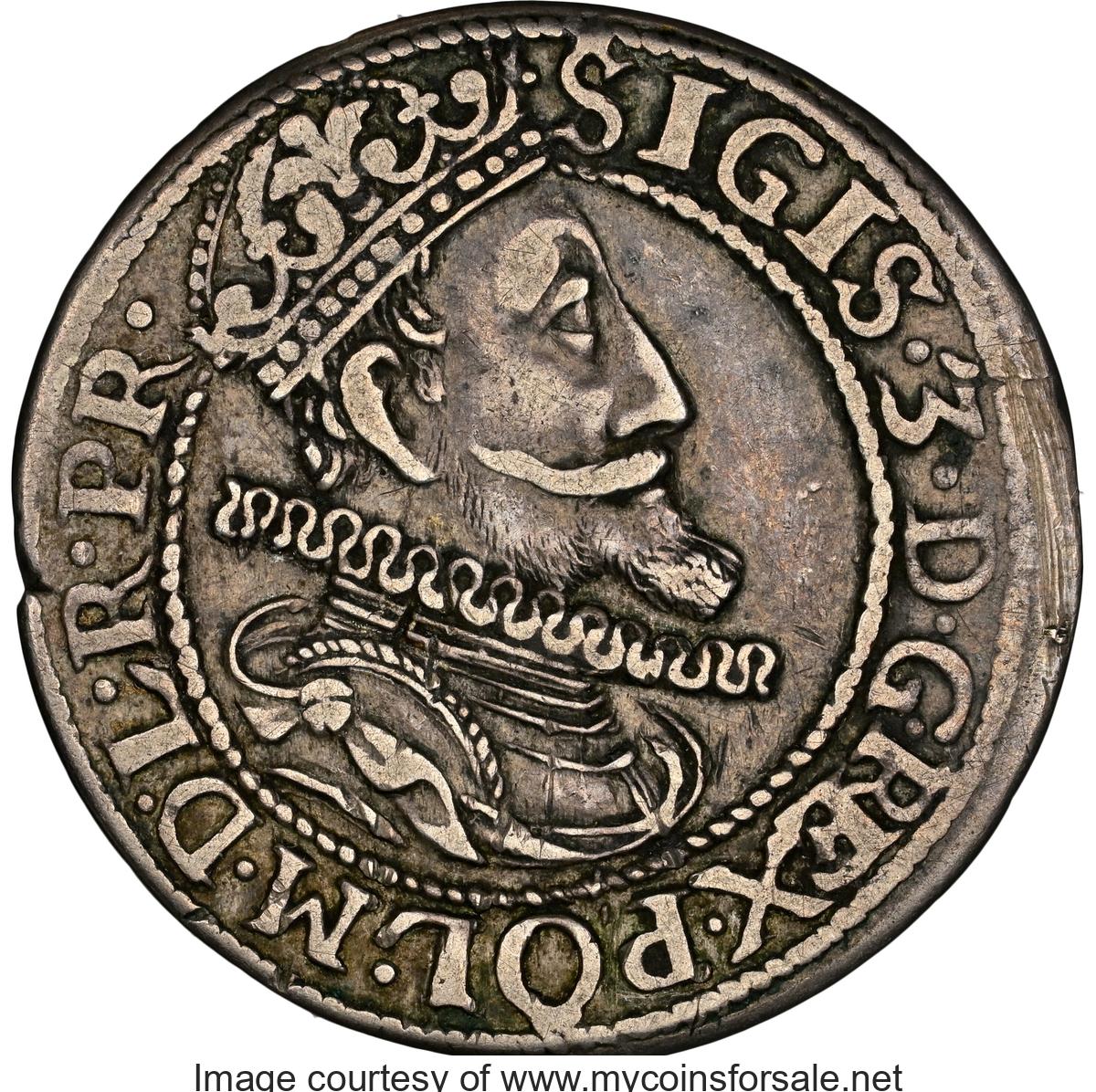 1615 Poland: Danzig. Sigismund III Ort (1/4 Taler) 1615 XF Details (Rim Repair) NGC - Main Front