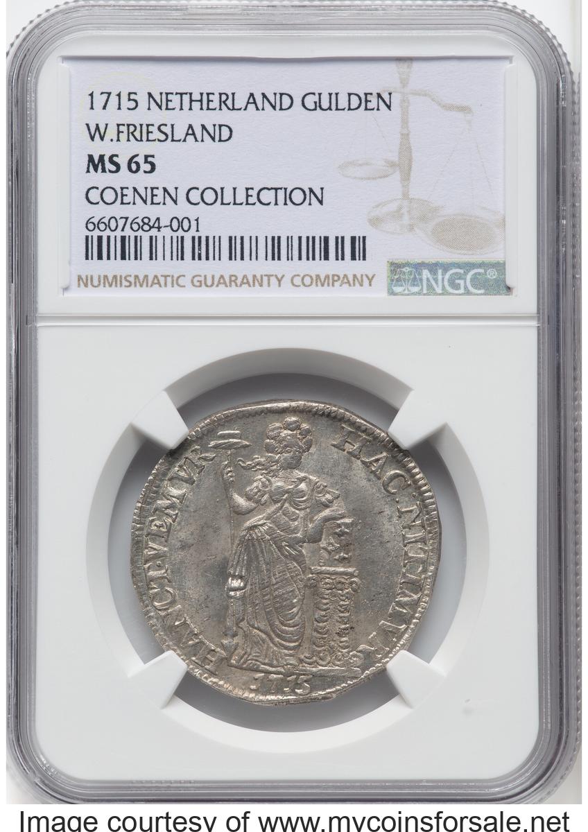1715 Netherlands: West Friesland. Provincial Gulden 1715-Turnip MS65 NGC