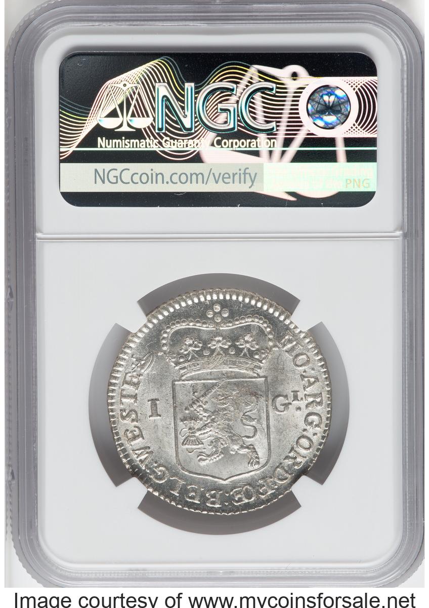 1762 Netherlands: West Friesland. Provincial Gulden 1762-Herringship MS64. - Back